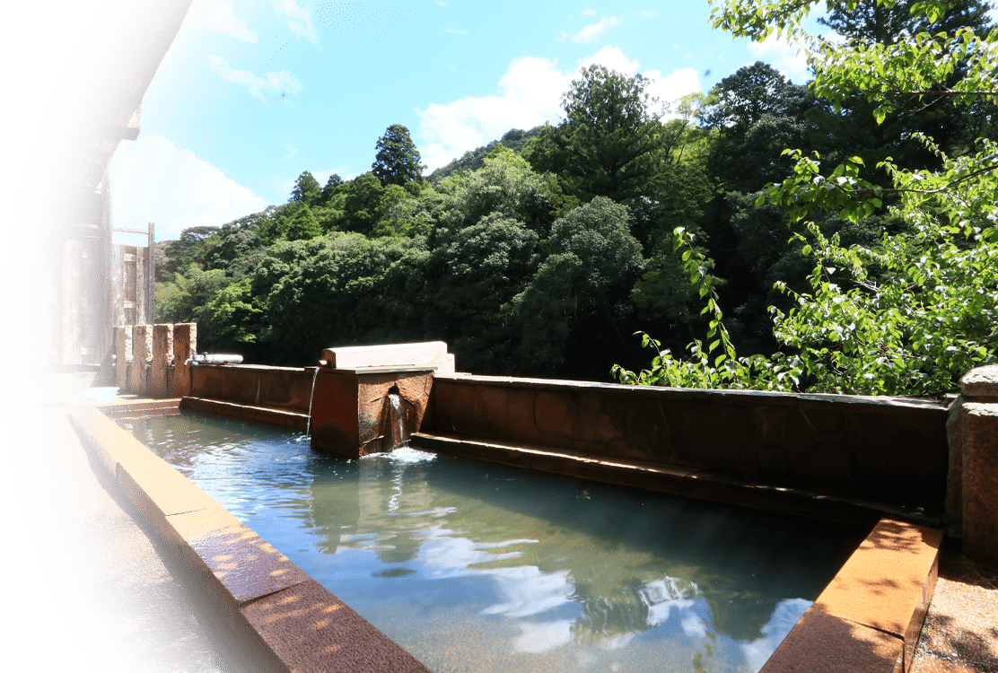 美しい渓谷の景色と調和した湯谷温泉